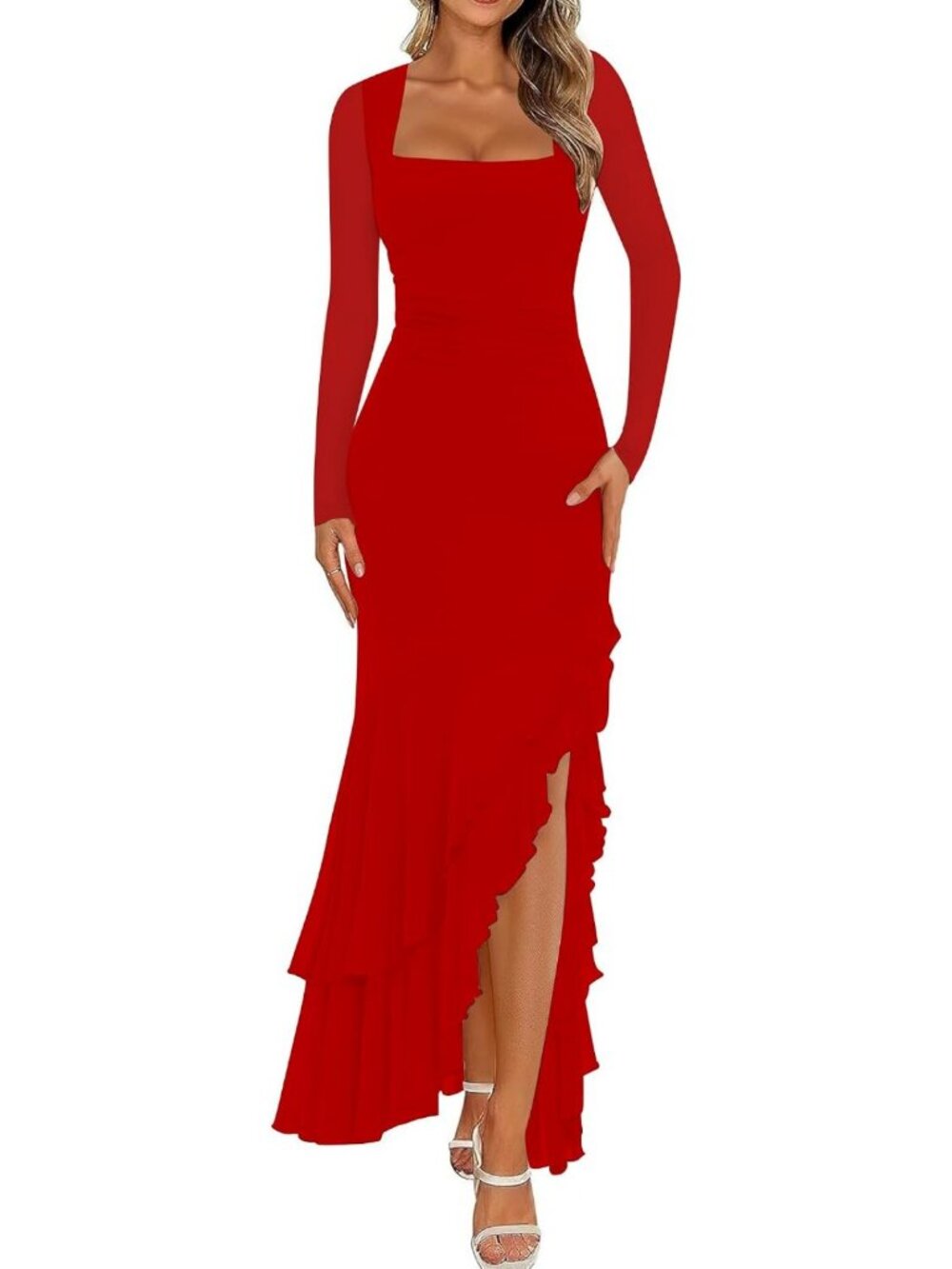 Chic Women's Long Sleeve Bodycon Maxi Dress for Fall Weddings & Events